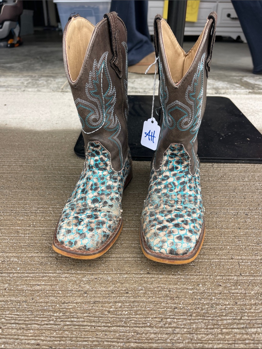 Roper Brown and Turquoise Kids' Cowboy Boots